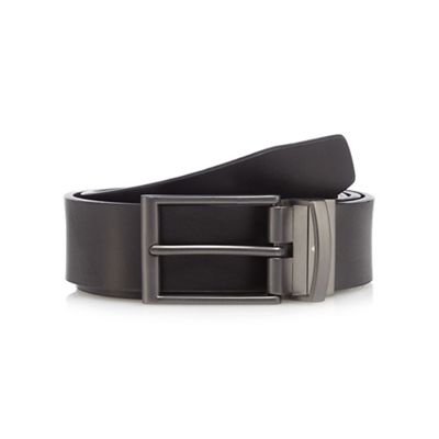 Brown and black reversible leather belt
